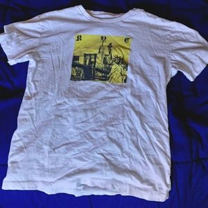 Yellow black and white shirt